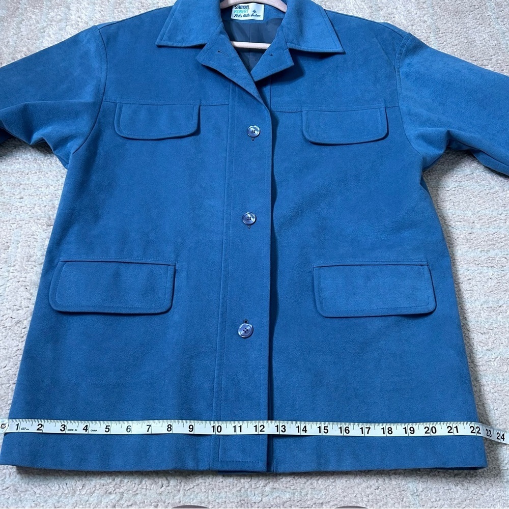 VNTG Samuel Robert Dust Blue Chore Coat Driving Coat Ultra Suede Size 12 - Picture 8 of 13